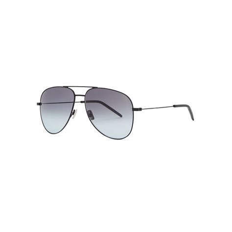 Saint Laurent Classic 11 Black Aviator Style Sunglasses In Black And Grey Modesens Aviator