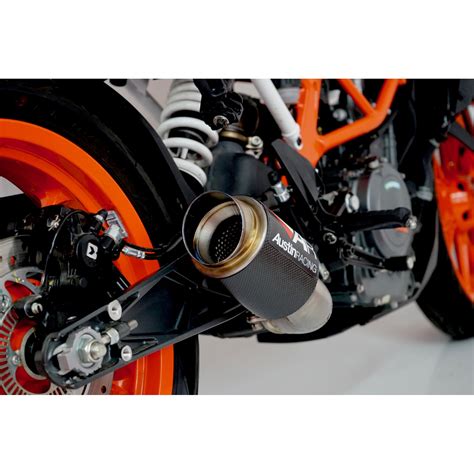 2017+ models must use the a.t.o.m fuelling device, austin racing hold no responsibility for damages caused running the bike without the correct fuelling solution. KTM DUKE 390 & RC390 2017 - 2019 SLIP-ON EXHAUST SYSTEMS