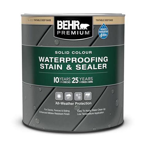Behr Premium Solid Colour Waterproofing Stain And Sealer Tintable Deep