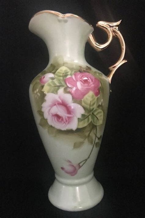 Vintage Lefton China Floral Roses Vase Pitcher Japan Etsy