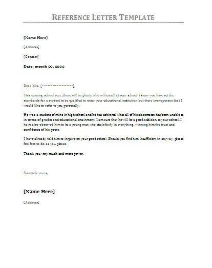 Reference Letter Samples 5 Ms Word Templates Free