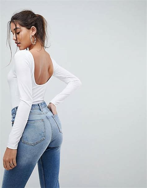 asos scoop back body with long sleeves and super 80s high leg asos