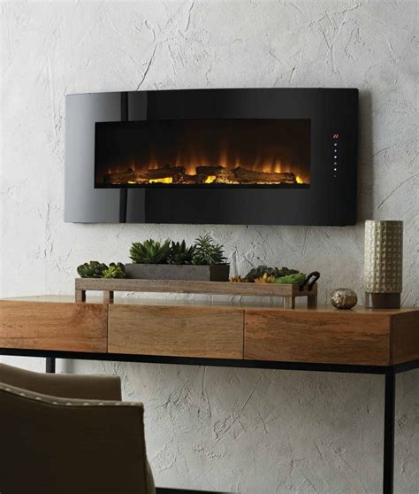 42 In Contemporary Curved Front Slim Line Wall Mount Infrared Electric Fireplace