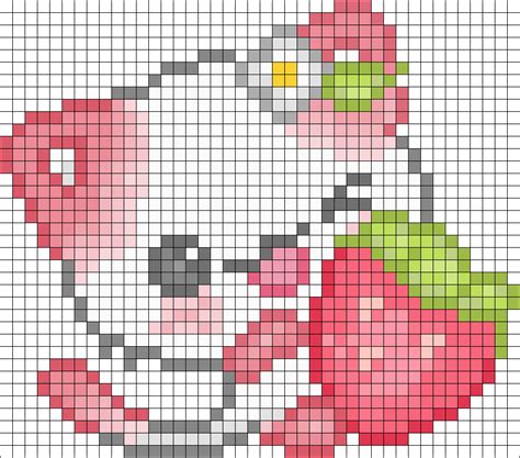 Cat Pixel Art Cat Eating Strawberry Kandi Pattern Infographicnow