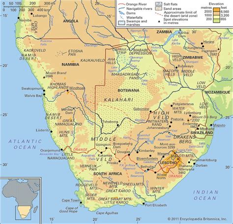 Физическая карта южной африки 90 фото