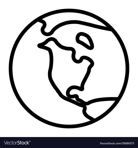 Simplified Outline Earth Globe With Map World Vector Image