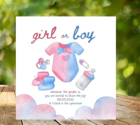 Gender Reveal Invites Baby Gender Digital Invitations Etsy