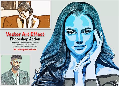 Vector Art Effect Photoshop Action In 2021 Photoshop Actions Vector
