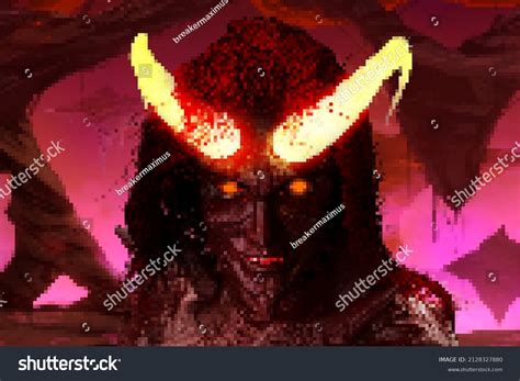 Pixel Artwork Illustration Female Fantasy Demon Stock Illustration