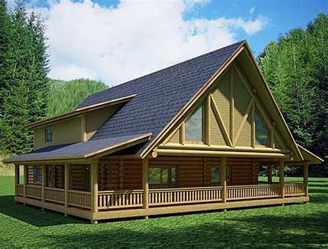 The extra bedroom offers added flexibility for use as a home office or other use. Plan LSG35412GH 1 Bedroom 1.5 Bath Log Home Plan