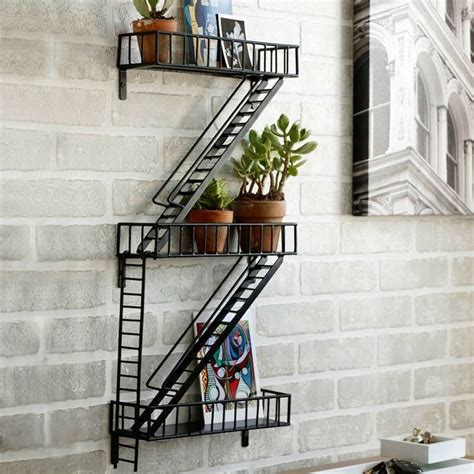 See more ideas about shelves, home diy, decor. Fire Escape Modern Home Ladder Wall Decor Shelf Plant ...