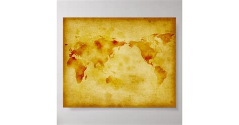 Old Paper Faded Paint World Map Poster Zazzle