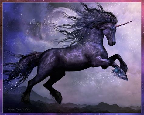 A Black Unicorn With Long Hair Is Flying Through The Air In Front Of