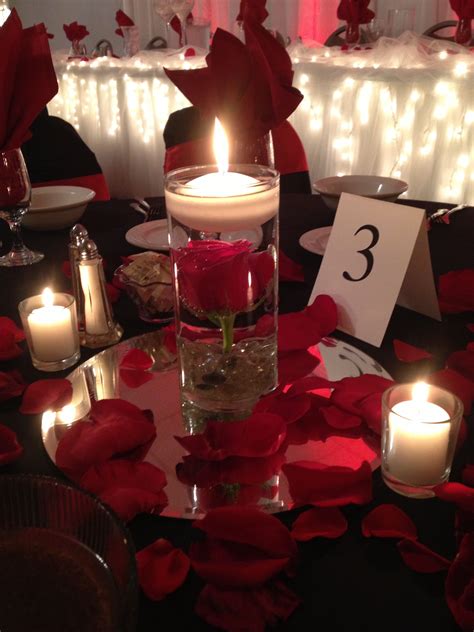 Lukas Wedding Red Rose Centerpiece With Floating Candle By Breezewood