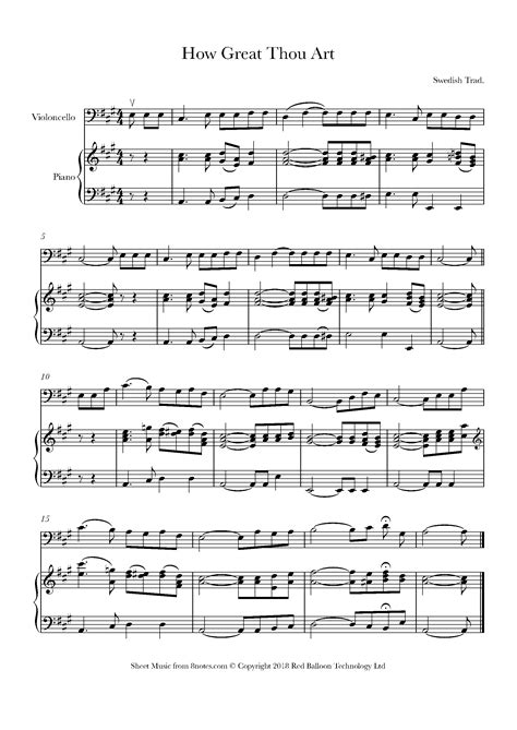 How Great Thou Art Sheet Music For Cello
