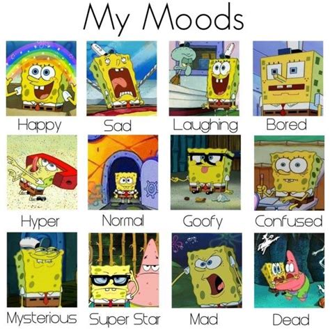 Spongebob Moods My Moods Spongebob Style Created By This