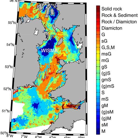 a) Irish Sea seabed sediment distribution estimated by the GSTCP, using... | Download Scientific ...