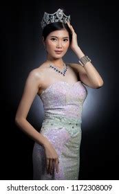 Portrait Miss Pageant Contest Asian Evening Foto Stok