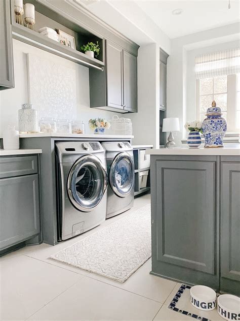 Laundry Room Gray Cabinets Gray And White Ivory Vintage Style