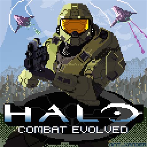 Drew A Pixel Art Version Of A Mashup Between Halo Infinite And Halo