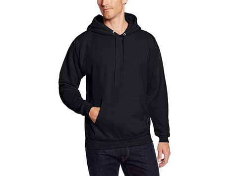 Hanes Hanes Mens Pullover Ecosmart Fleece Hooded Sweatshirt Black