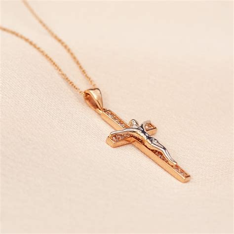 14K 18K Solid Gold Crucifix Cross Necklace Elegant Real Solid Etsy