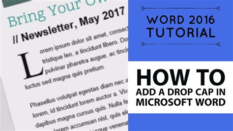 How To Add A Drop Cap In Microsoft Word Word 2016 Tutorial 1852