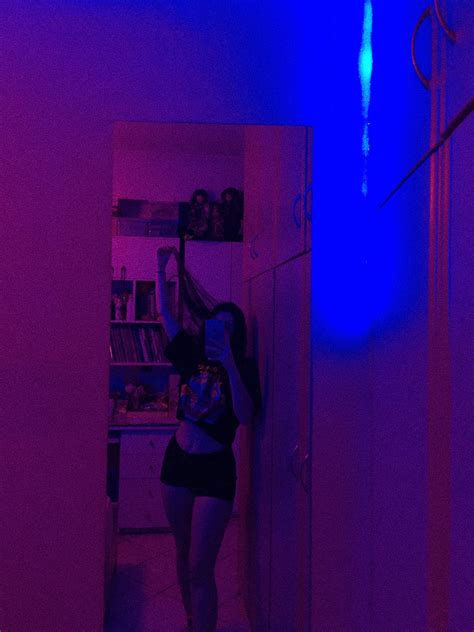 Pink Blue Mirror Selfie Mirrorselfie Night Aesthetic 90lar