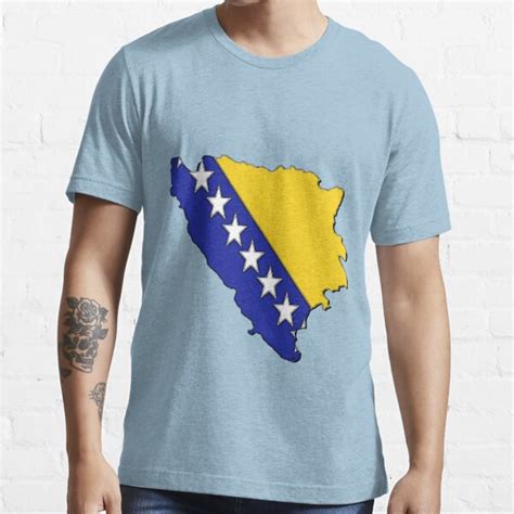 Bosnia And Herzegovina Map With Bosnian Herzegovinian Flag T Shirt