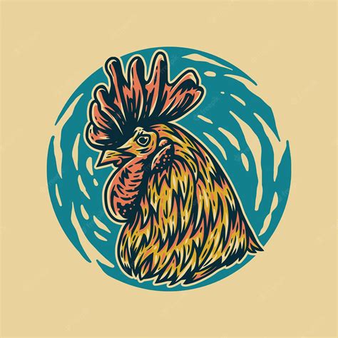 premium vector rooster head hand drawn illustration