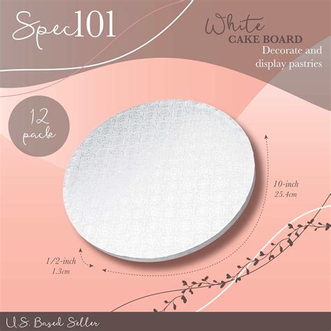 Spec101 Round Cake Boards Bulk 12pk 10 Inch Cake Drum White 12in