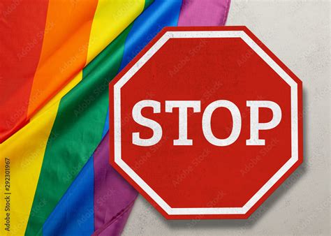 Fotografia Do Stock Homophobia Stop Lgbt Lgbt Pride Rainbow Flag And