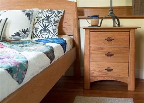 Cherry Moon 3 Drawer Nightstand Solid Wood Bedroom Furniture Wood