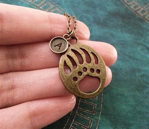 Bear Claw Necklace Bronze Paw Print Necklace Personalized Etsy