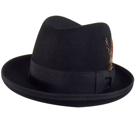 Godfather Black Fedora Hat Feather Gangster Mafia Costume Marlon Brando
