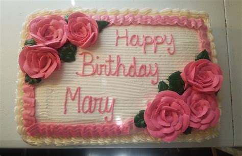 Birthday Cake With Buttercream Roses Happy Birthday Mary First