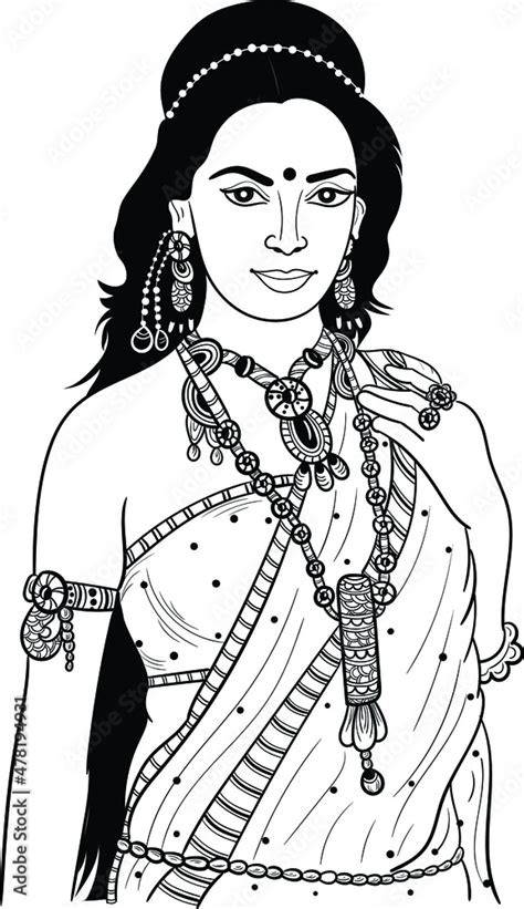 Indian Bride Black And White Line Drawing Clip Art Indian Wedding Clip