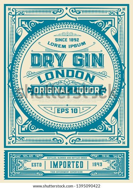 Vintage Gin Label Template Vector Layered Stock Vector Royalty Free
