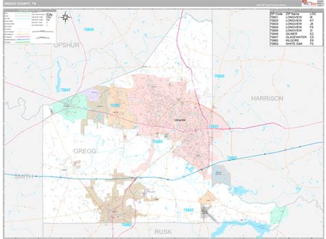 Gregg County Tx Wall Map Premium Style By Marketmaps Mapsales