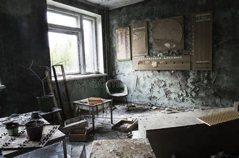 Hospital In Pripyat City Abandoned After The Chernobyl Disaster Stock