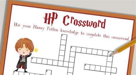 Free Printable Harry Potter Crossword Puzzle Harry Potter Printables