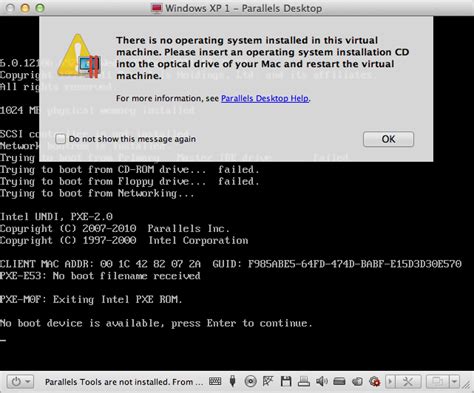 Kb Parallels There Is No Operating System Installed In This Virtual Machine Error Message