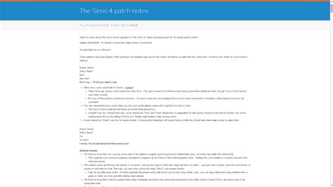 Sims 4 Pc Patch Notes