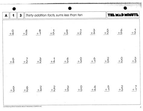 Free Printable Math Minute Worksheets
