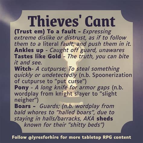 Thieves Cant 3 Dnd Languages Dnd Funny Dungeons And Dragons Homebrew
