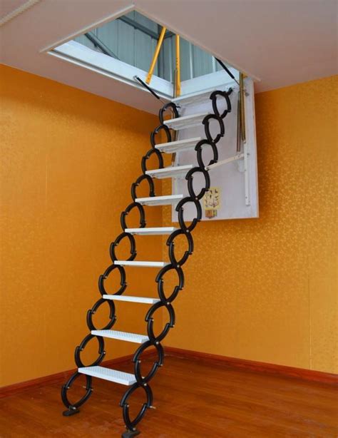 Folding Attic Ladder With Handrail Image Balcony And Attic
