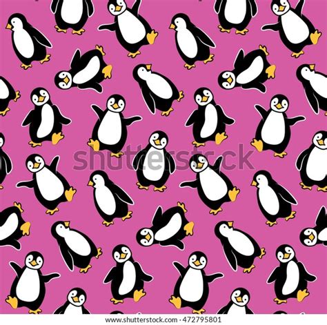 Cute Baby Penguins Seamless Vector Pattern Stock Vector Royalty Free