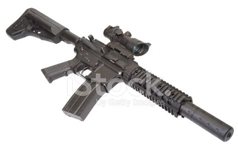 M4 Special Forces Rifle Isolated On A White Background Stock Photos