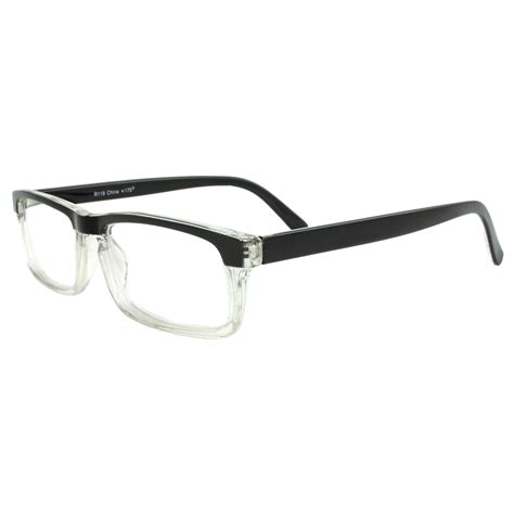 mlc eyewear rectangle frame 1 25 reading glasses black clear