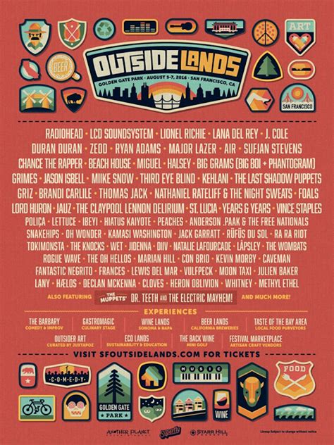Outside Lands Announces 2016 Lineup Woodstock